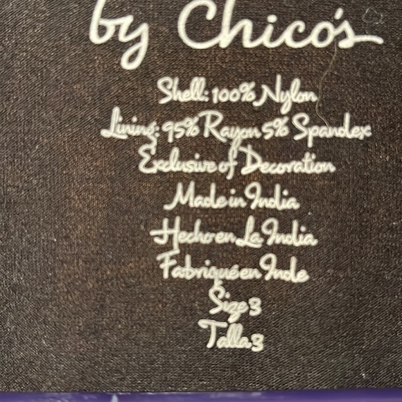 Chicos black mesh layered pink floral Embroidery 3/4 sleeve top size 3 (X/16). - Picture 3 of 8